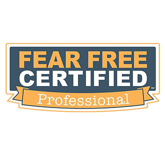 An icon image that says 'Fear Free Certified', the company Robyn did her Fear Free certificate through.