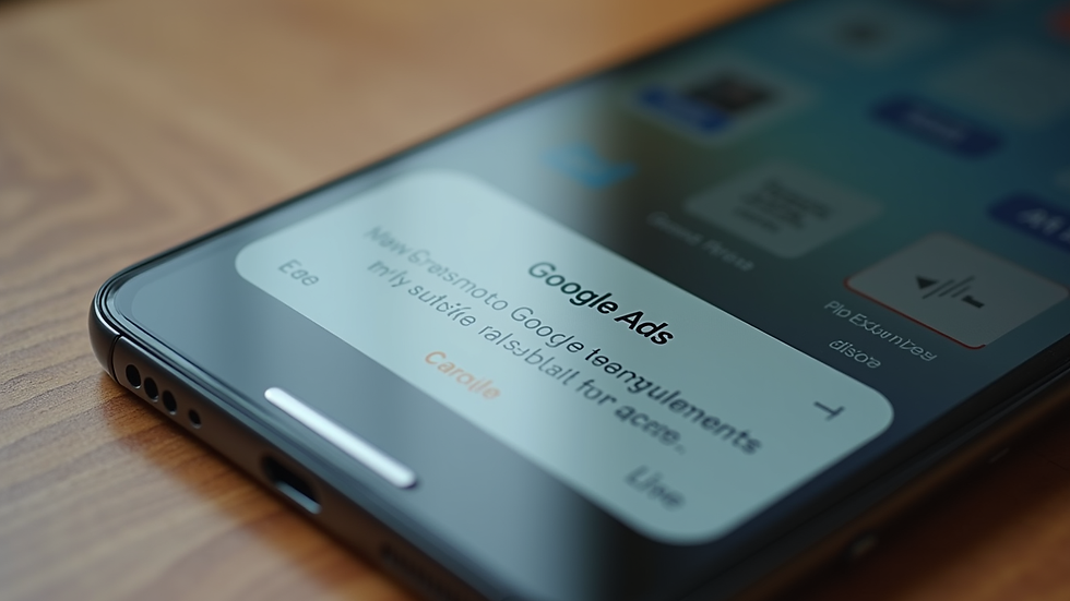 Close-up view of a smartphone displaying a Google Ads notification