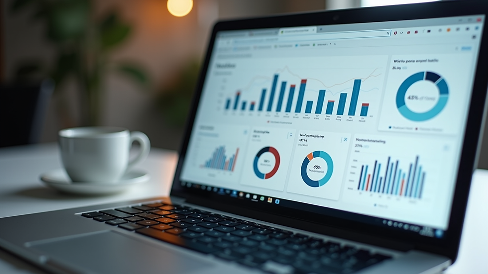 Close-up view of a laptop screen showing digital marketing analytics
