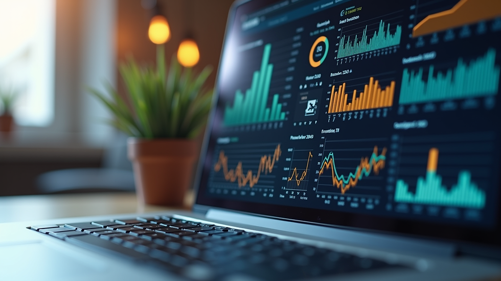Eye-level view of a laptop screen showing digital marketing analytics