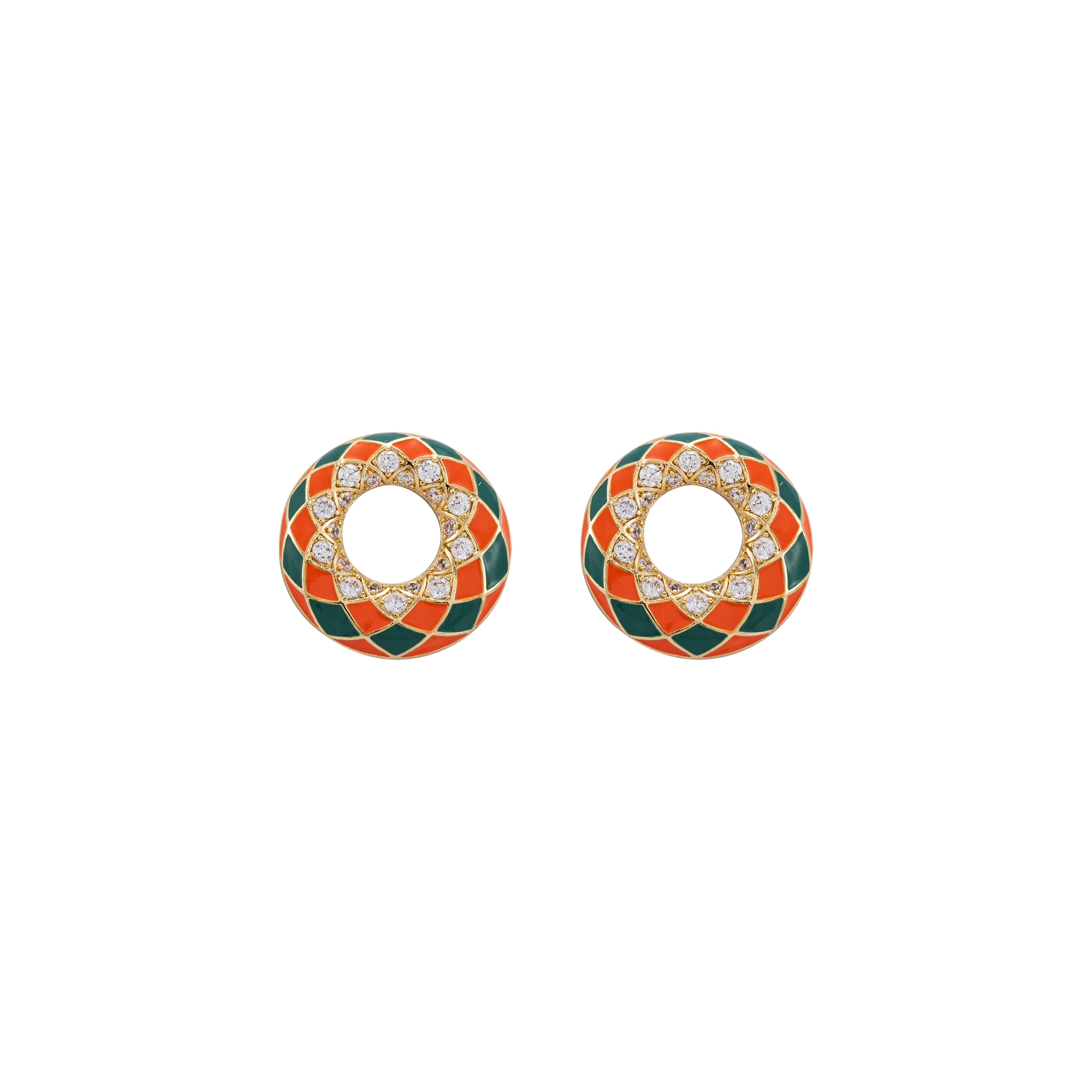 Harlequin Enamel Halo Studs