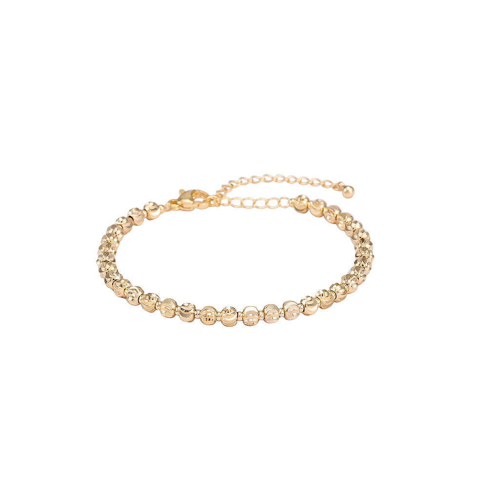 Thumbnail: Gold Tone Diamond-Cut Bead Bracelet