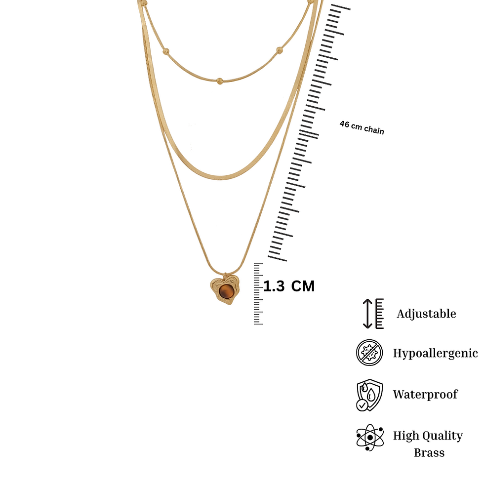 Thumbnail: Gold Tone Triple Layer Heart Necklace