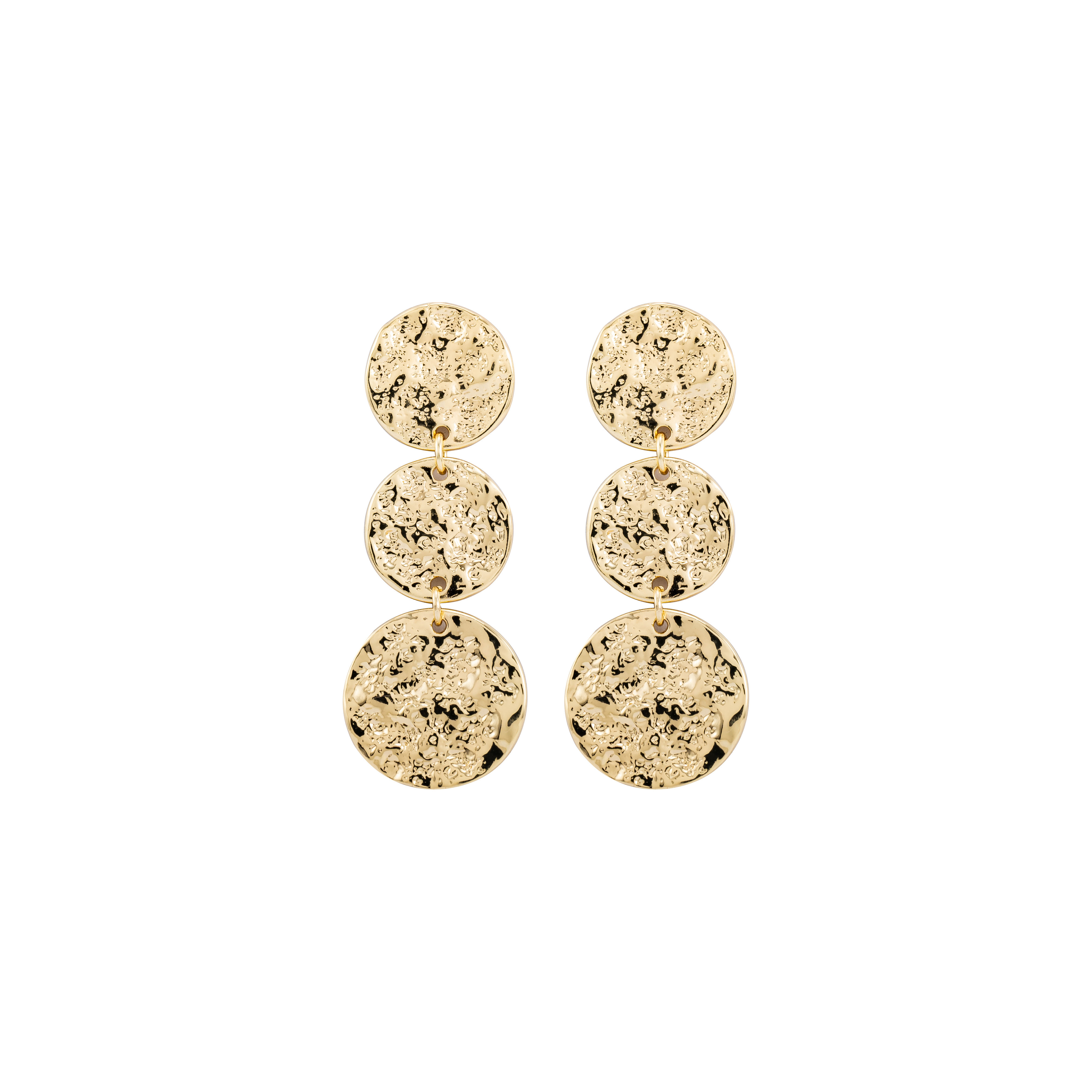 Gilded Triple Disc Drop Earrings