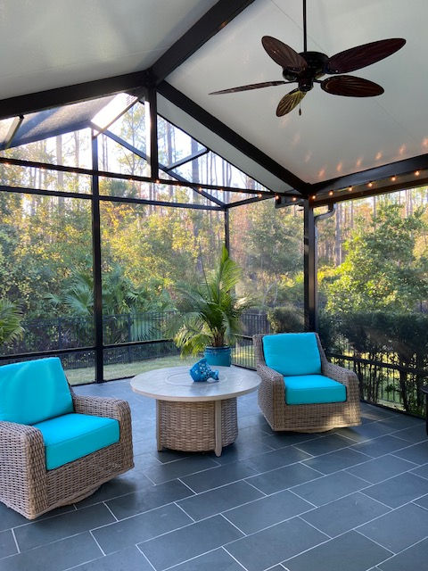 Solid Roof Enclosure with patio furniture