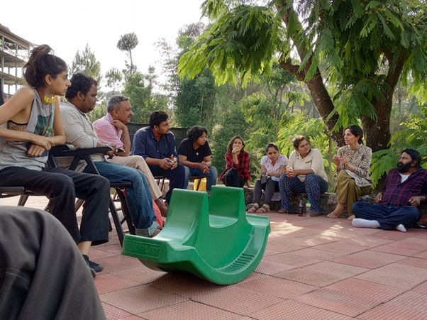The power couple Suarabh and Preeti sharing their unSchooling journey with the Yatris on the second day of the yatra