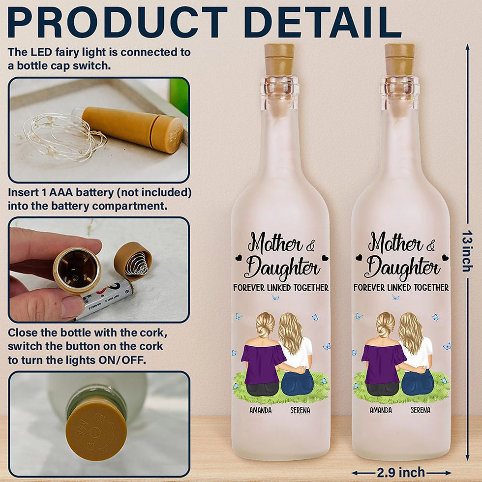 Thumbnail: Mother & Daughter Forever Linked Together - Personalized Bottle Light