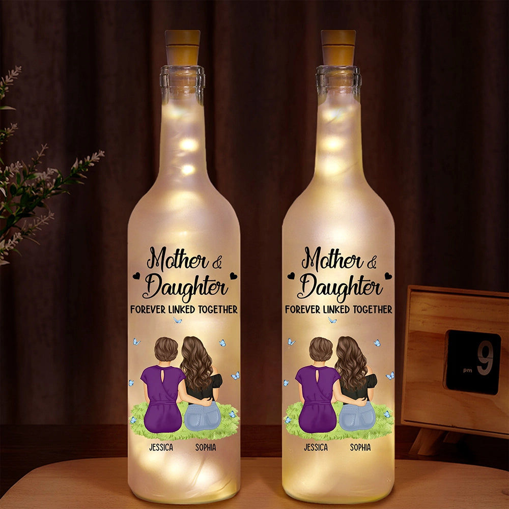 Mother & Daughter Forever Linked Together - Personalized Bottle Light