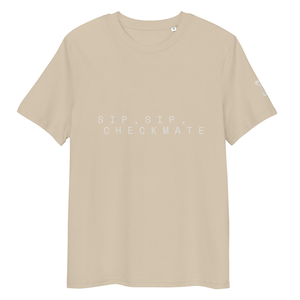 Miniaturbild: Unisex organic cotton t-shirt // Sip, Sip, Checkmate