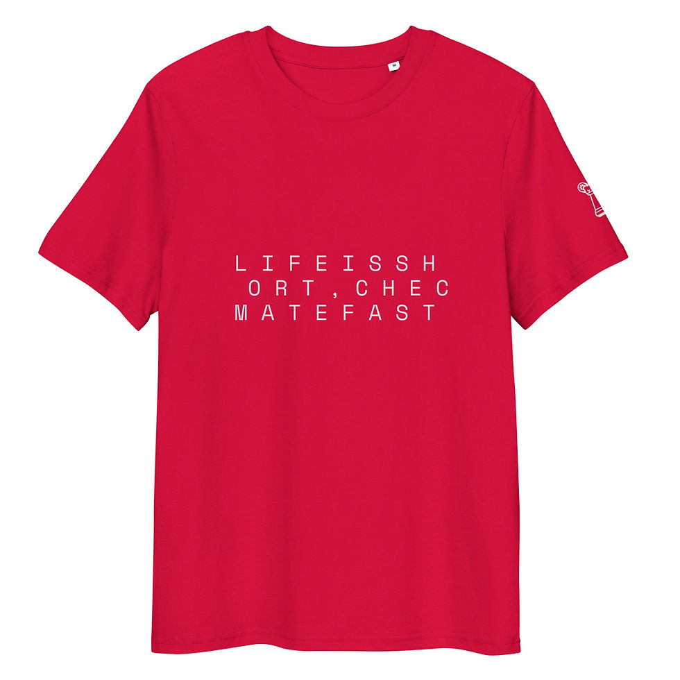 Thumbnail: Unisex organic cotton t-shirt // Life’s Short, Checkmate Fast