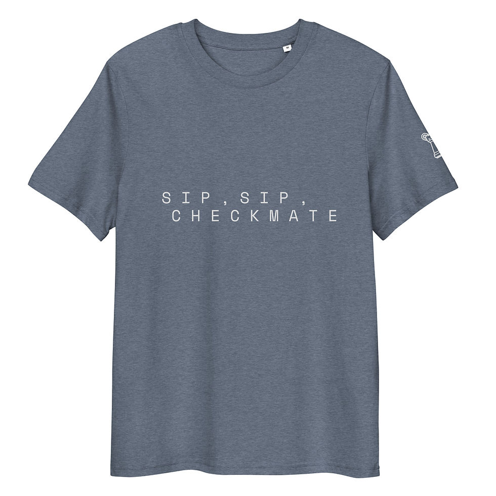 Miniatura: Unisex organic cotton t-shirt // Sip, Sip, Checkmate