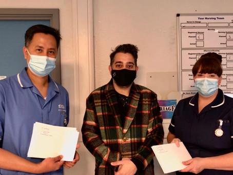 Presentation of Gift Cards to Ward 5, Heartlands Hospital
