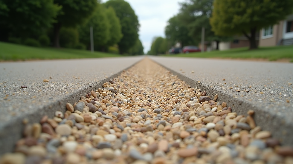 Eye-level view of graded and compacted driveway surface after gravel removal