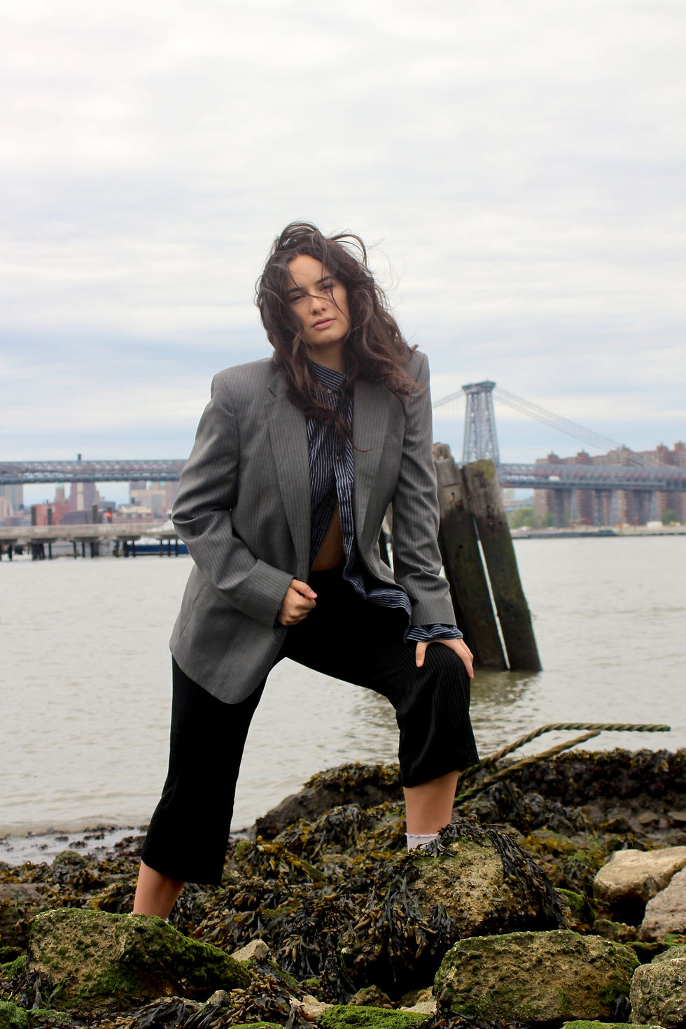 Blazer: Nino Cerruti, Shirt: Brooks Brothers, Capris: Nine West