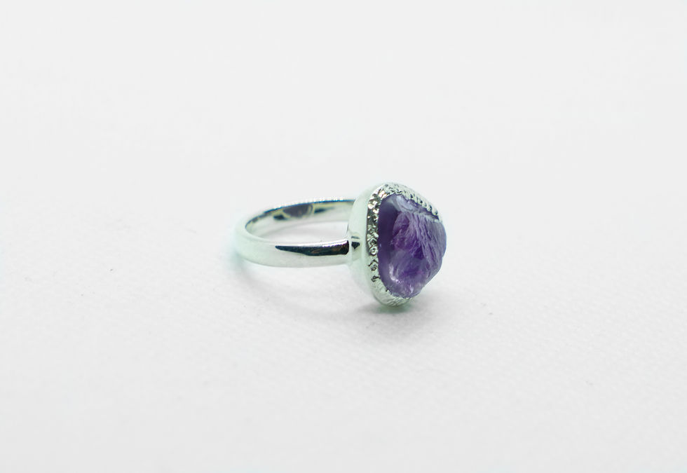 Thumbnail: Raw Uncut Amethyst Sterling Silver Ring