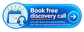 Picture of a calender with headset and text 'Book free discovery call. Let's talk about how Uptrained Brain can help you overcome burnout