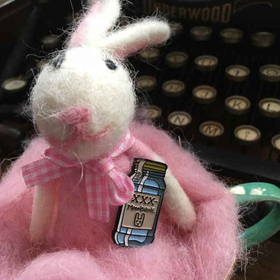 Thumbnail: Dead Bunny Moonshine enamel pin set - whiskey jug and mason jar