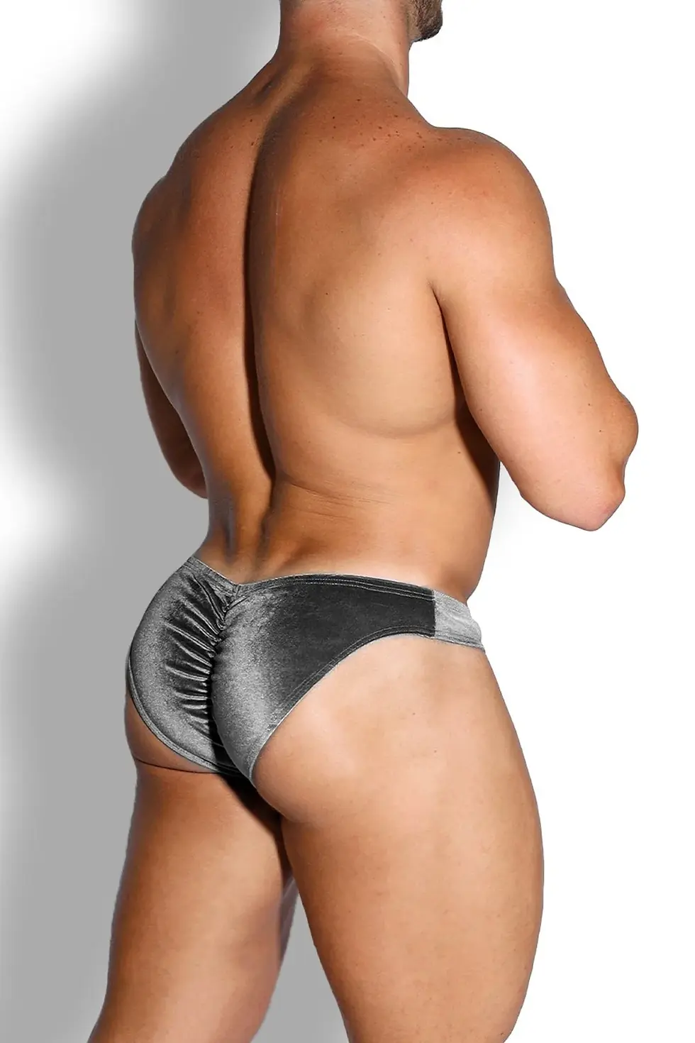 Miniatura: Velvety Scrunch-Butt Bikini Briefs - Fossil Grey