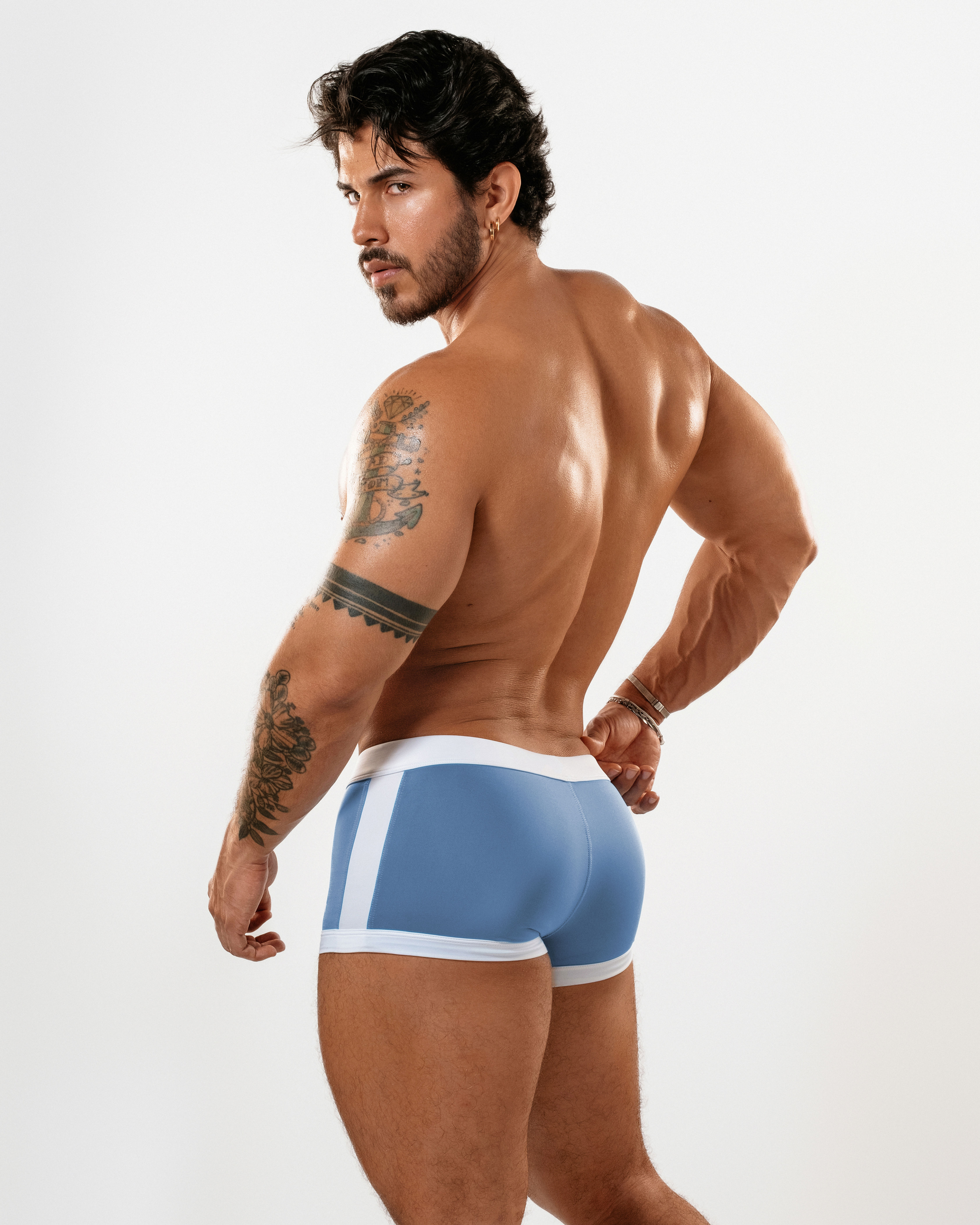 Boxer/Bañador Celeste/Blanco