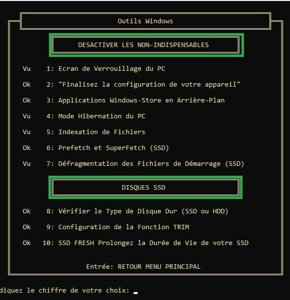 DESACTIVER LES NON INDISPENSABLES Outils Windows