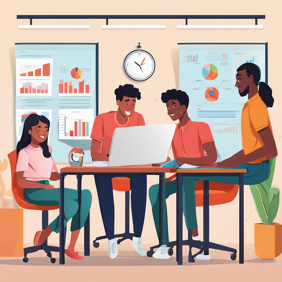 youths in an office environment