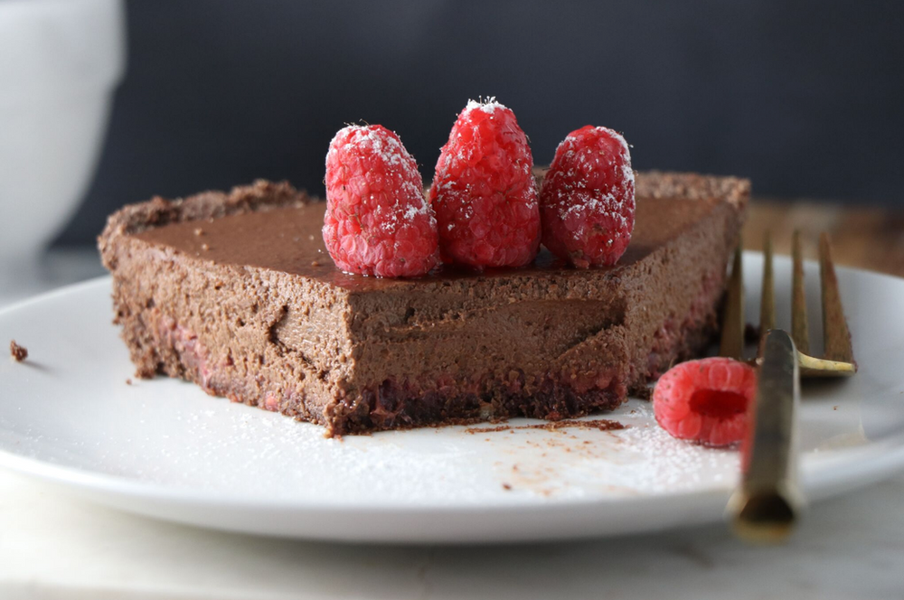 Dark Chocolate Hazelnut and Raspberry Tart