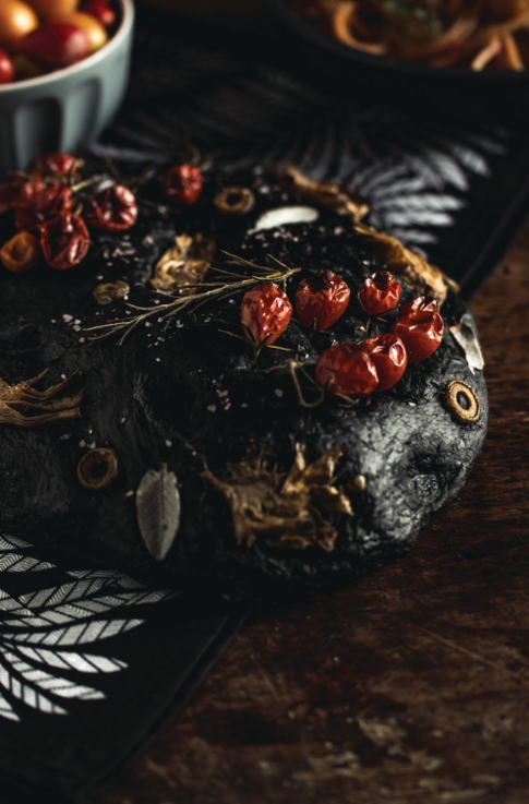 Activated Charcoal Focaccia Bread