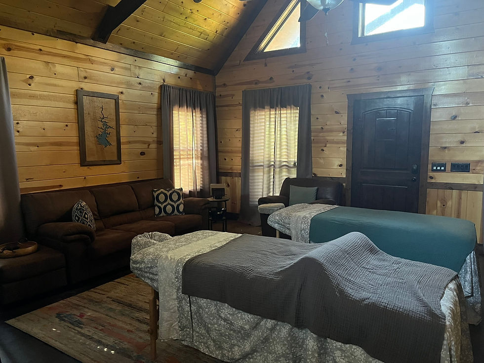 Massage Table, Broken Bow Lake Art, Broken Bow Cabin, Inside Broken Bow Cabin, Massage