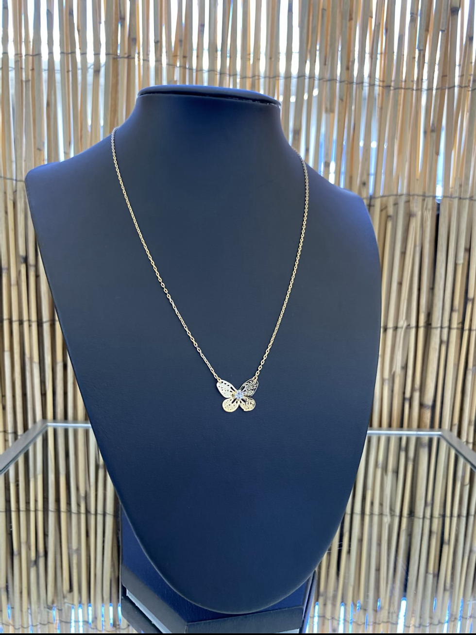 Thumbnail: 24K Gold Dipped CZ Breathtaker Butterfly Necklace