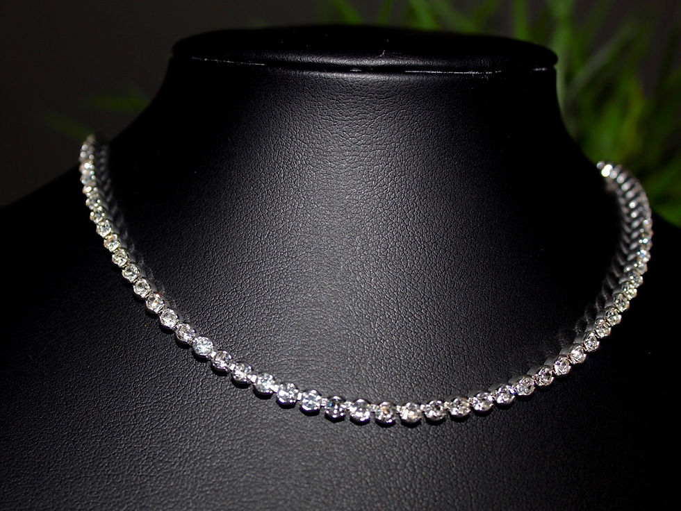 Thumbnail: Beam 3mm Rhinestone Tennis Collar Necklace + Earrings 
