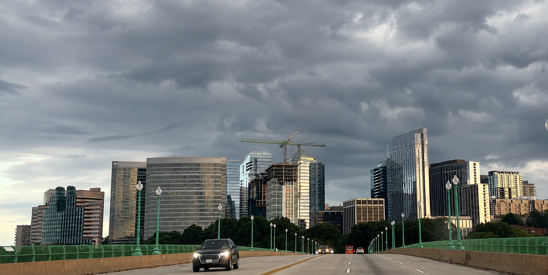 Rosslyn skyline viewed from Key Bridge in Arlington, Virginia.