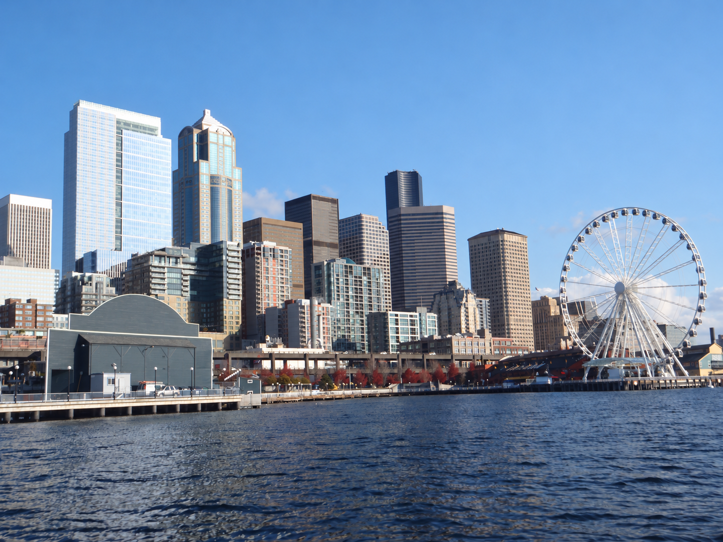 Seattle waterfront skyline and Great Wheel.