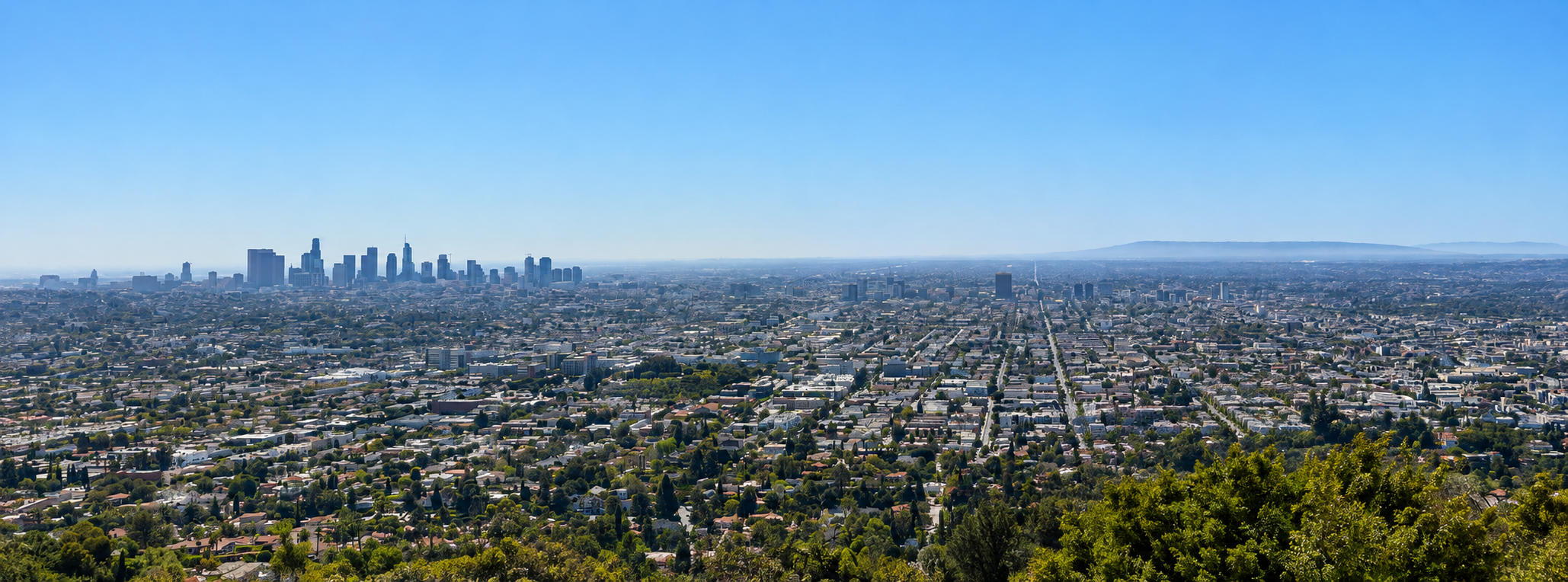 Los Angeles basin and downtown skyline viewed from Griffith Park.