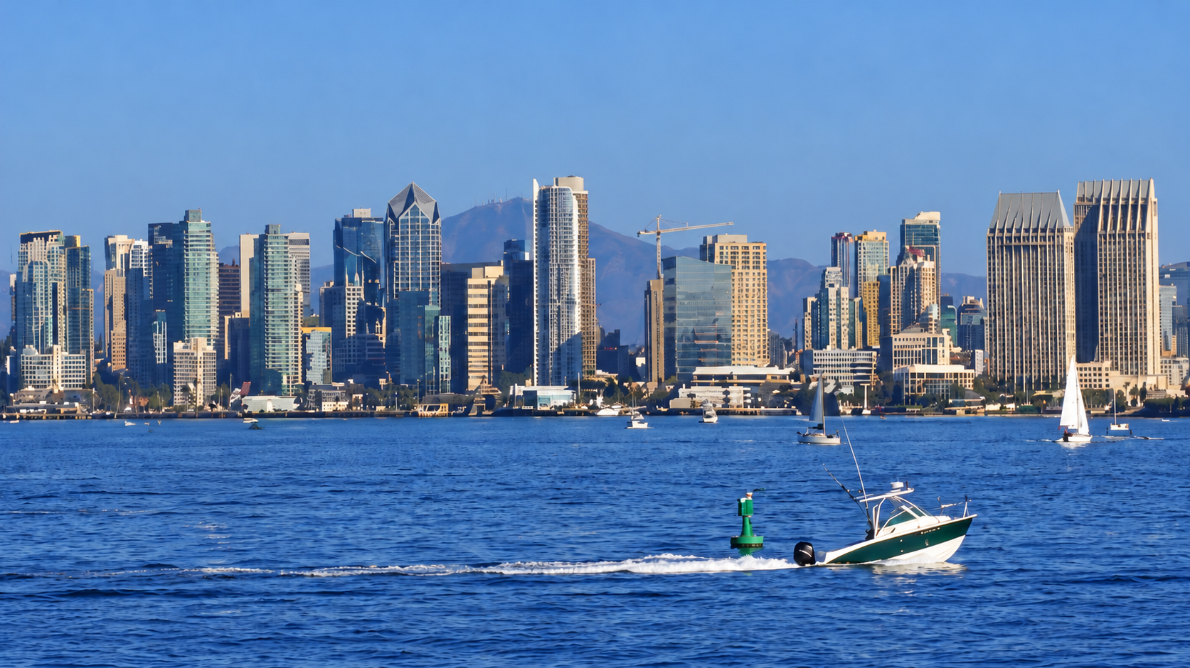 Downtown San Diego skyline across the bay.