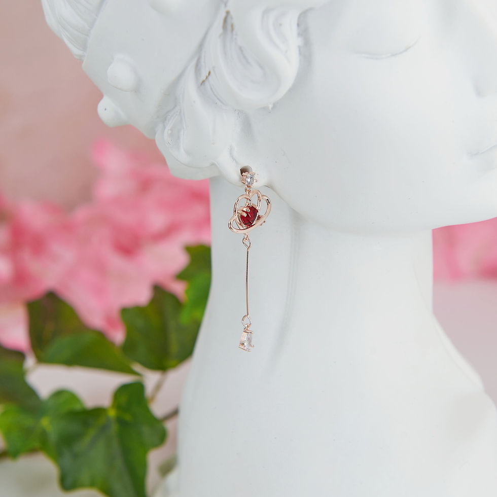 Miniature : Sailor moon inspired galaxy heart earrings with rose gold metal