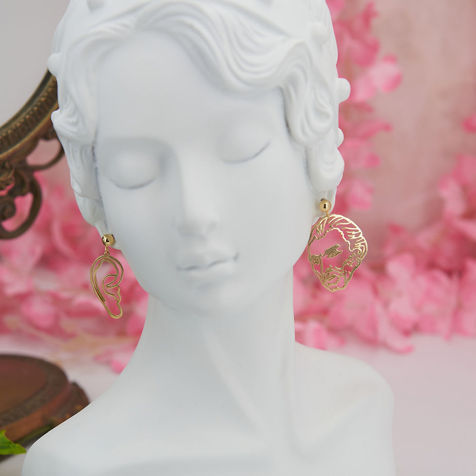 Miniature : Boucles d'oreilles asymétriques Van gogh dorées