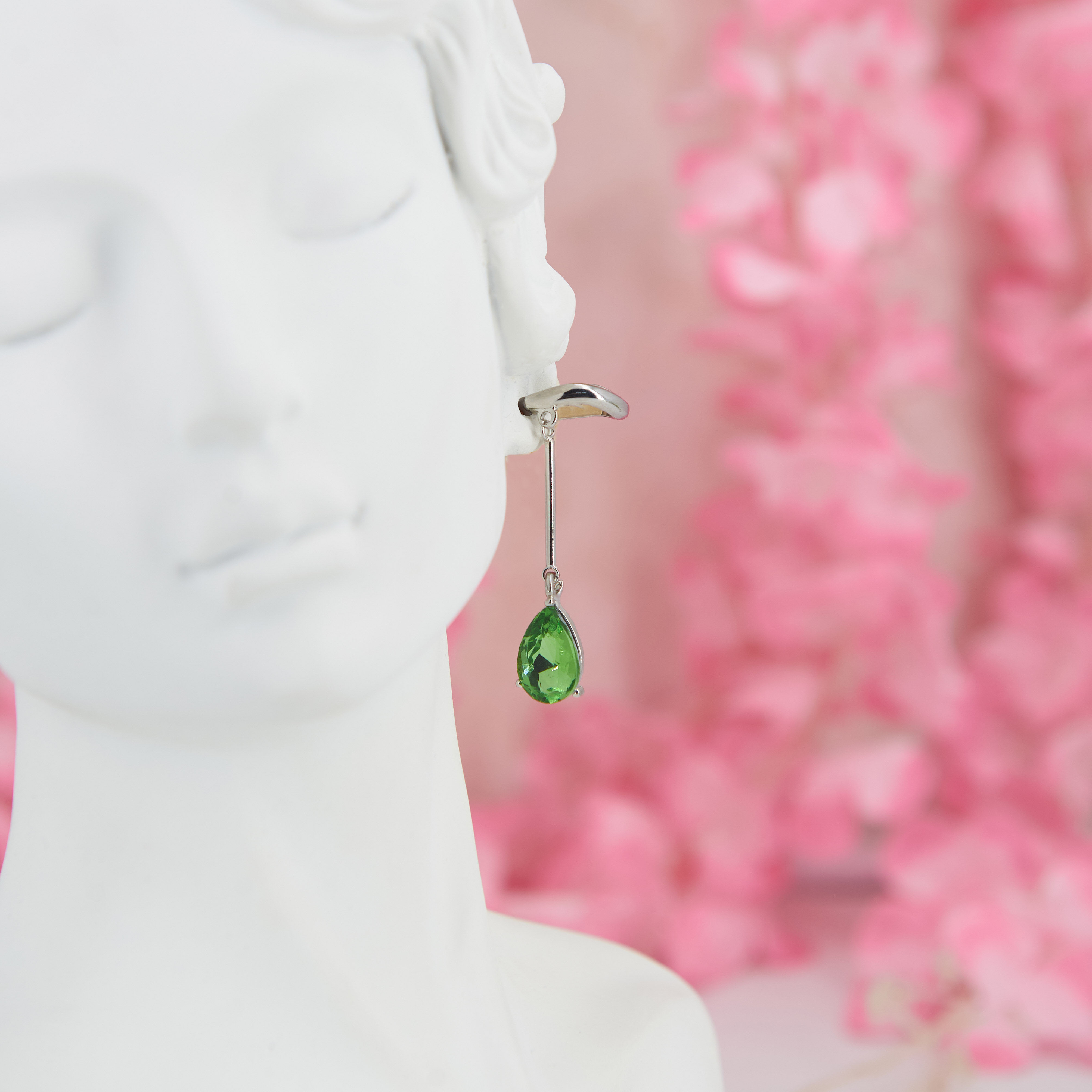 Elven style green and silver ear cuff