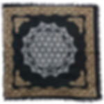 Flower of Life Altar Cloth with Fringe, Gold/Silver on Black 18" x 18"