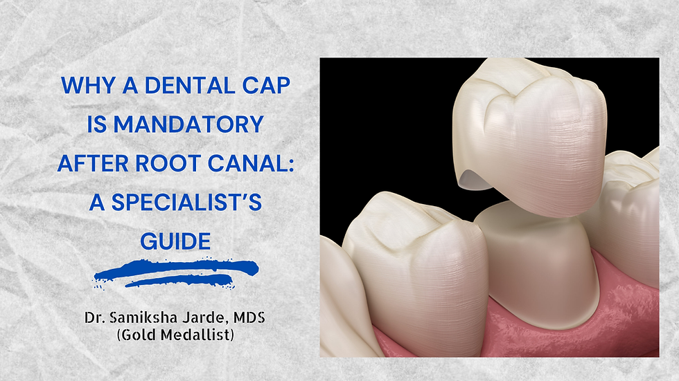 MDS Gold Medalist Dr. Samiksha Jarde explaining the importance of a dental cap after root canal treatment at DENTALK® Pimple Saudagar.