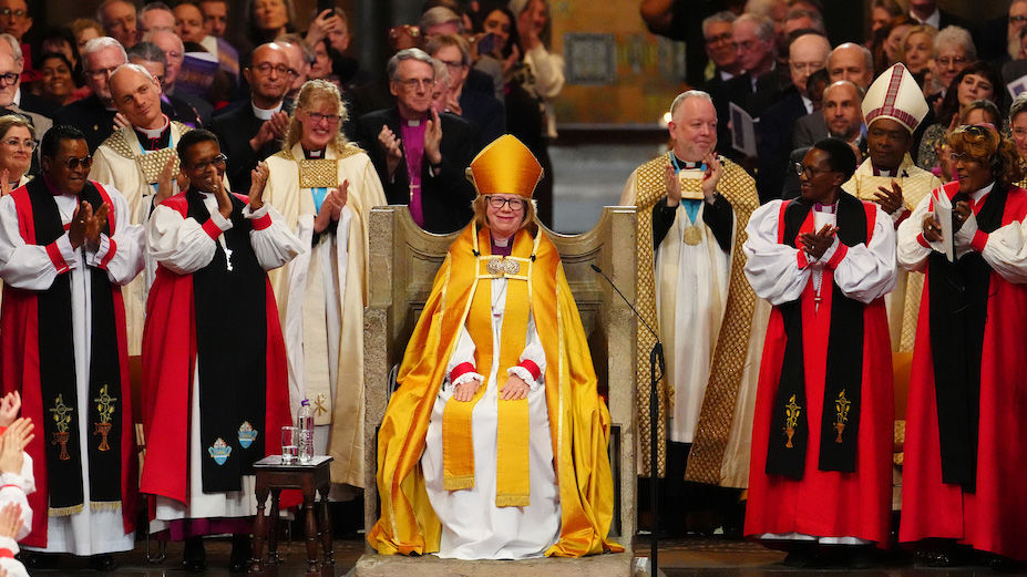 The Installation of Most Revd and Right Hon Dame Sarah Mullally as the 106th Archbishop of Canterbury in Canterbury Cathedral. The service was attended by more than two thousand people including senior members of the Royal Family and the Government, Anglican clergy and leaders from across the Church of England and Anglican Communion, and diverse guests including faith leaders, charities, healthcare workers and school children. Wednesday 25th March 2026. Photo: Neil Turner for Lambeth Palace