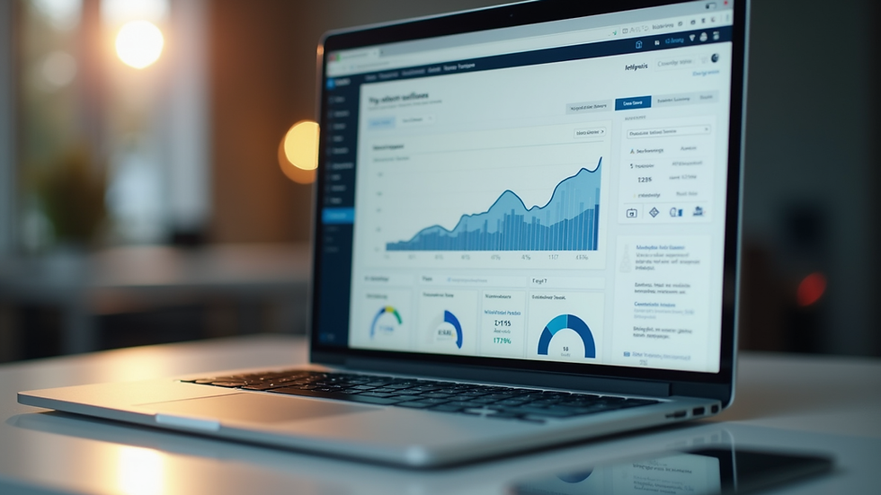 Eye-level view of a laptop screen showing website analytics dashboard