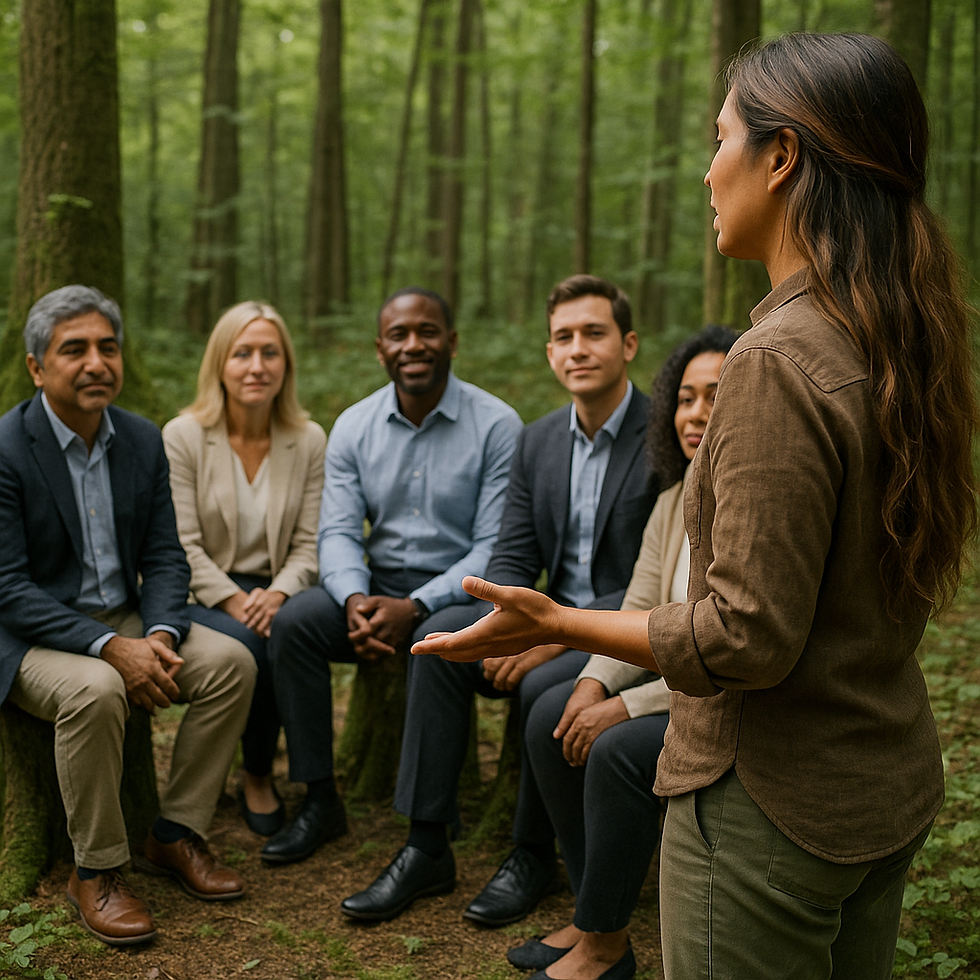 A professional Nature Therapy & Forest Bathing guide trained by the ANFT would expertly lead participants from "mind-fullness" to embodiment and sensory activation.