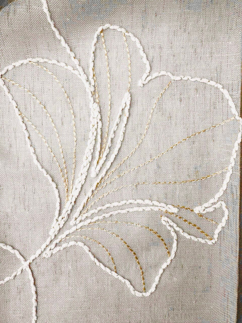 Thumbnail: 5 2600 Bluebell/Natural curtain  with embroidery.