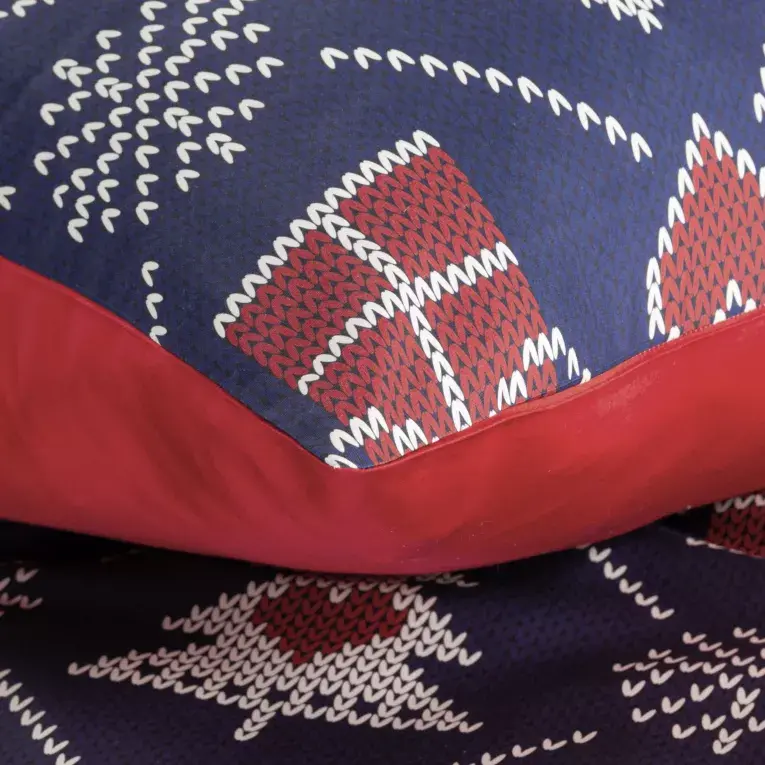 Thumbnail: Christmas bedding cotton, navy blue, red, with a Christmas tree motif MERRY