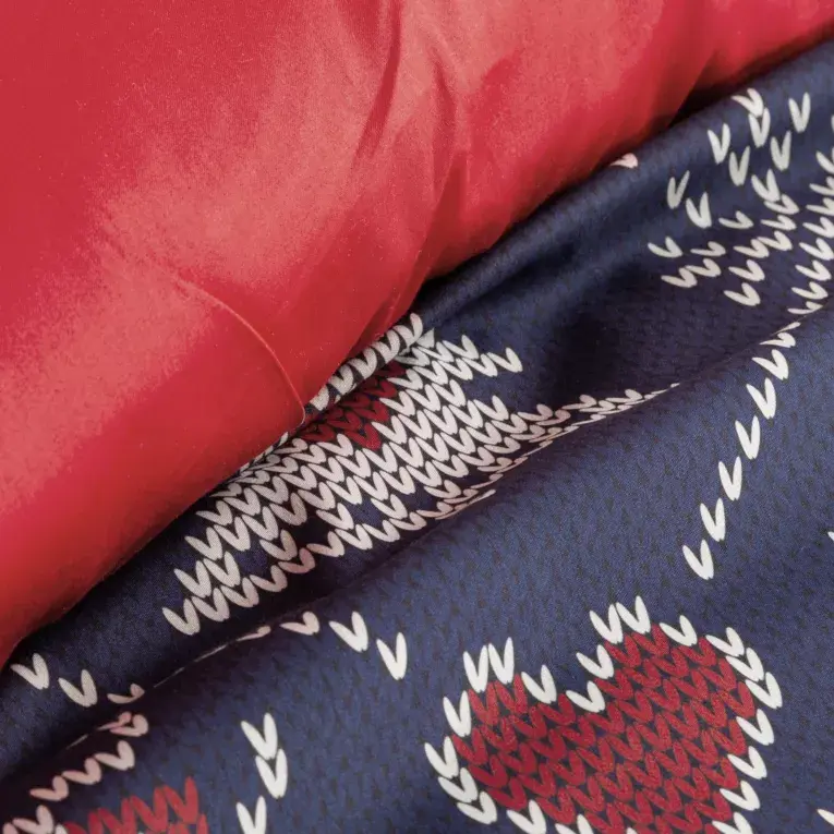 Thumbnail: Christmas bedding cotton, navy blue, red, with a Christmas tree motif MERRY
