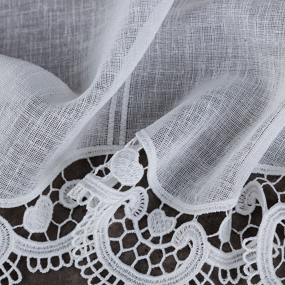 Thumbnail: Home/H226.2/45cm/Gauze curtain fabric decorated with geometric embroidery.