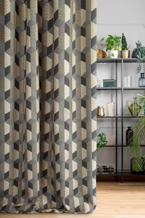 Thumbnail: Royal L24.2/Curtain made of exclusive, shiny fabric with a geometric pattern