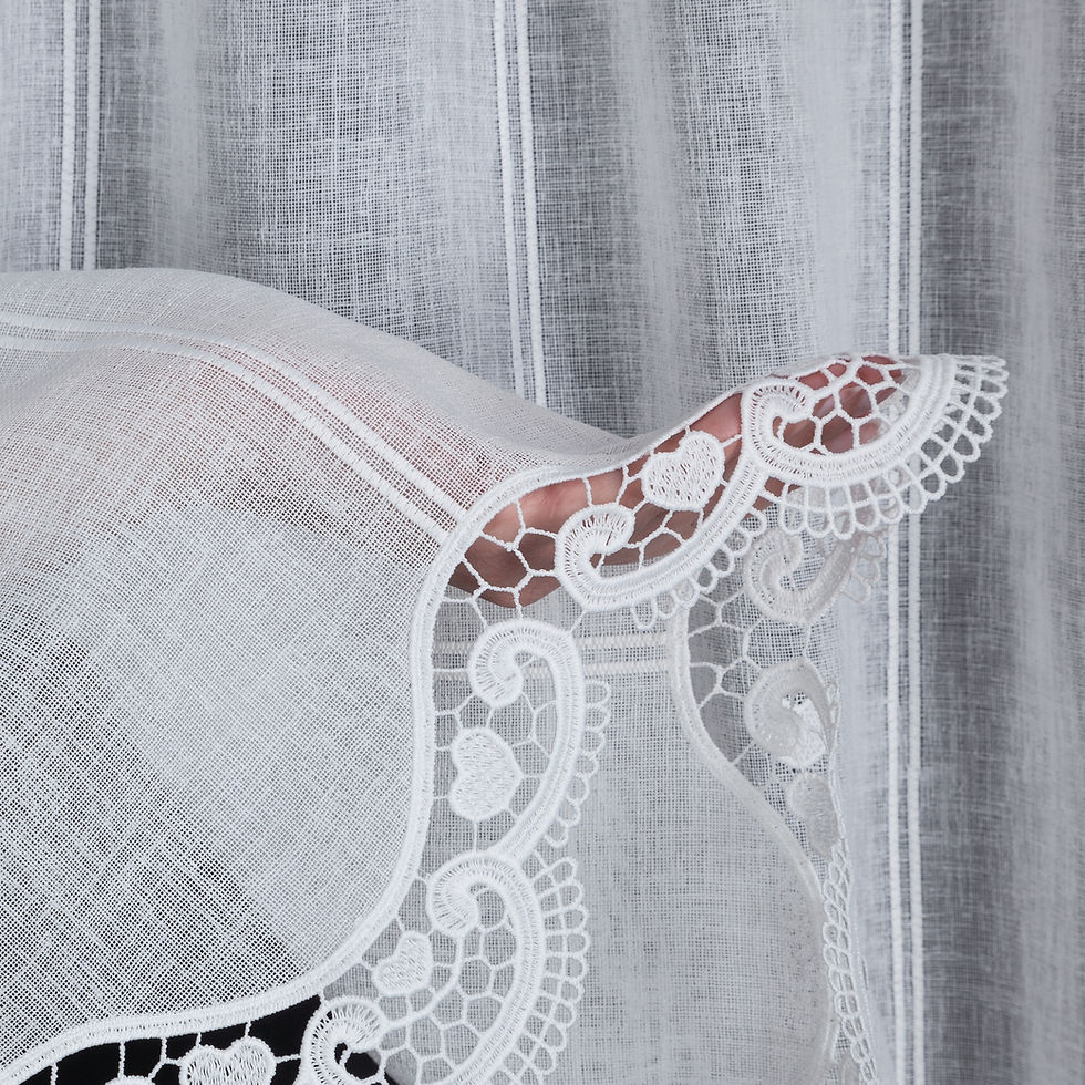 Thumbnail: Home/H226.1/17cm/Gauze curtain fabric decorated with geometric embroidery.