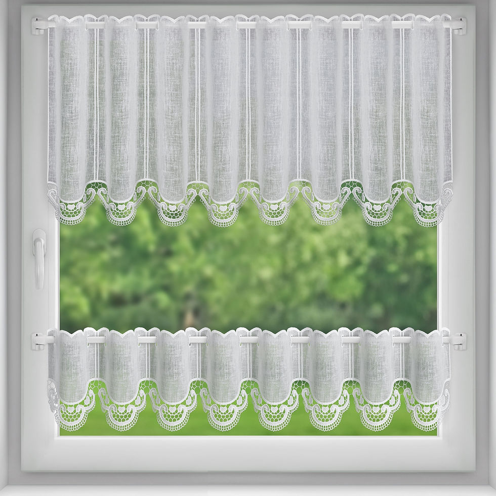 Thumbnail: Home/H226.3/60cm/Gauze curtain fabric decorated with geometric embroidery.
