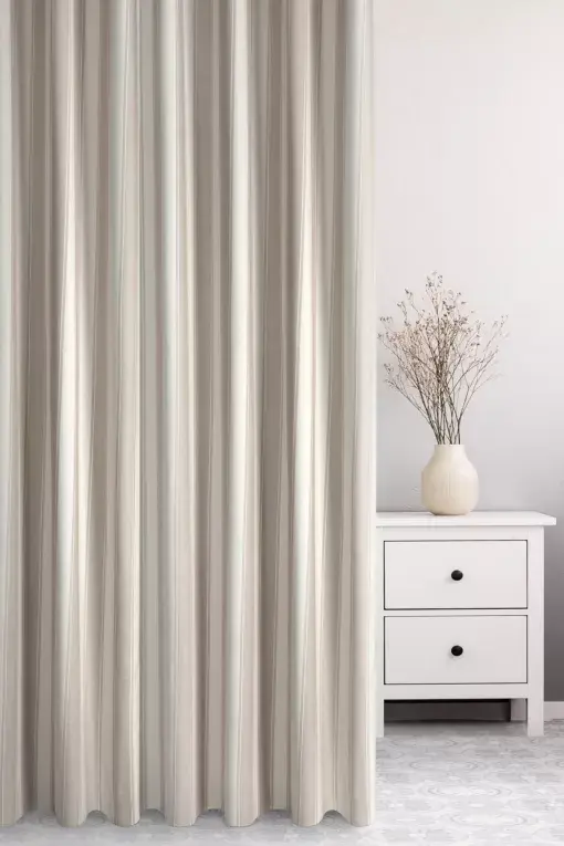 Thumbnail: Curtain L173.5.3 with stripe and floral print 140 x 135 cm, 8 cm tape 1:1.5.